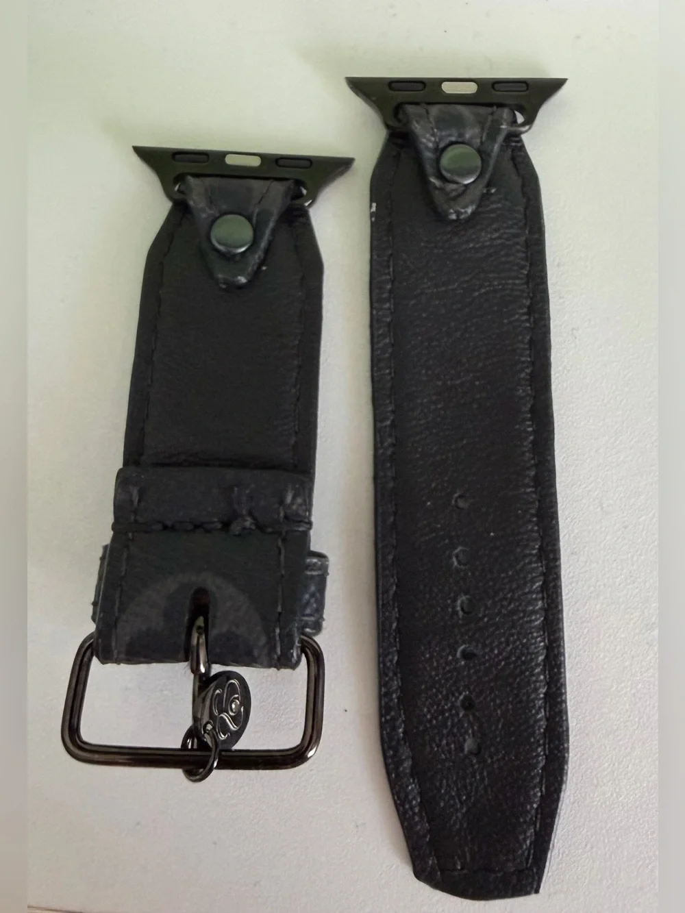 Upcycled Black LV Eclipse Skinny Spark*l band for Apple Watch, size 2